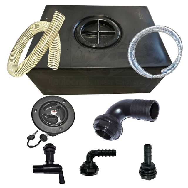 22 LITRE FRESH Water Tank Kit for Campervan Motorhome BLACK Locking