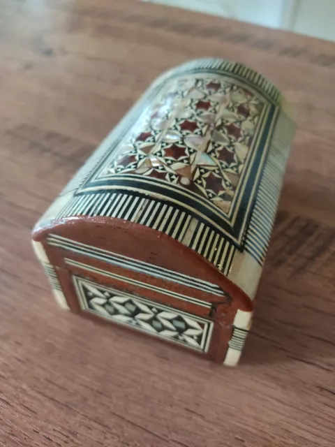 Caja Cajita Cajas de Joyería Incrustado En Nácar Hueso y Madera