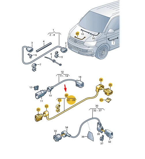 VW TRANSPORTER T6 Oil Level Sensor Wiring Adapter 7E0971411B NEW