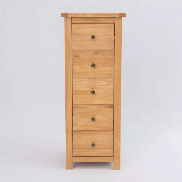 Chest of Drawers 5 Drawer Oak-effect Narrow Bedroom Furniture Storage Wood Unit
