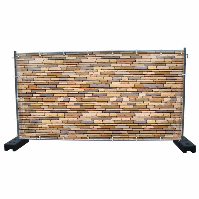 340 x 173 cm | Steinwand Bauzaunbanner, Garten, Sichtschutz (1861)