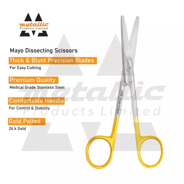 TC Mayo Dissecting Scissors Straight 14cm Thick Tissue Surgical Dental First Aid