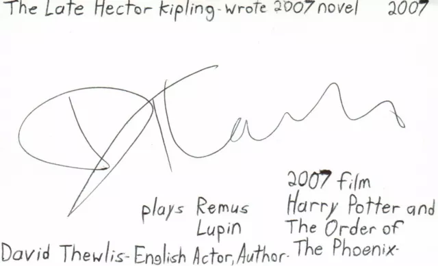 David Thewlis English Actor Harry Potter Autographed Signed Index Card JSA COA