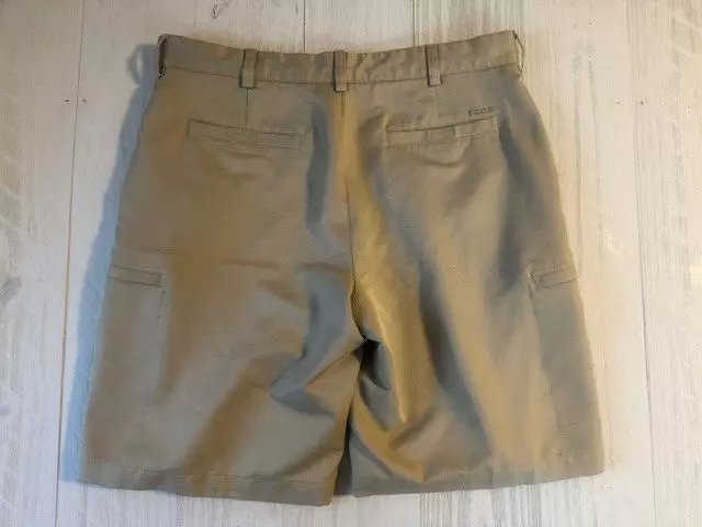IZOD MENS GOLF Beige Shorts Chino Casual Summer Pants Classic Fit Waist ...