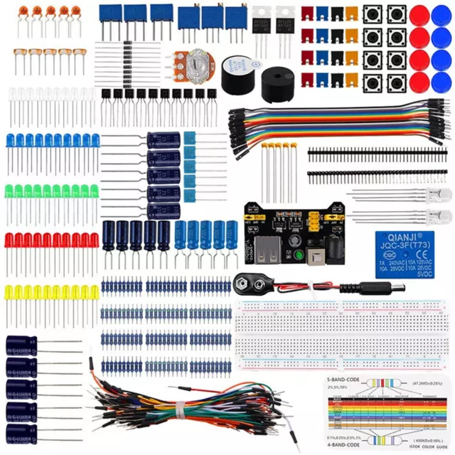 DIY Component Starter Basic Kit 830 Holes Breadboard Resistors Electronics Set