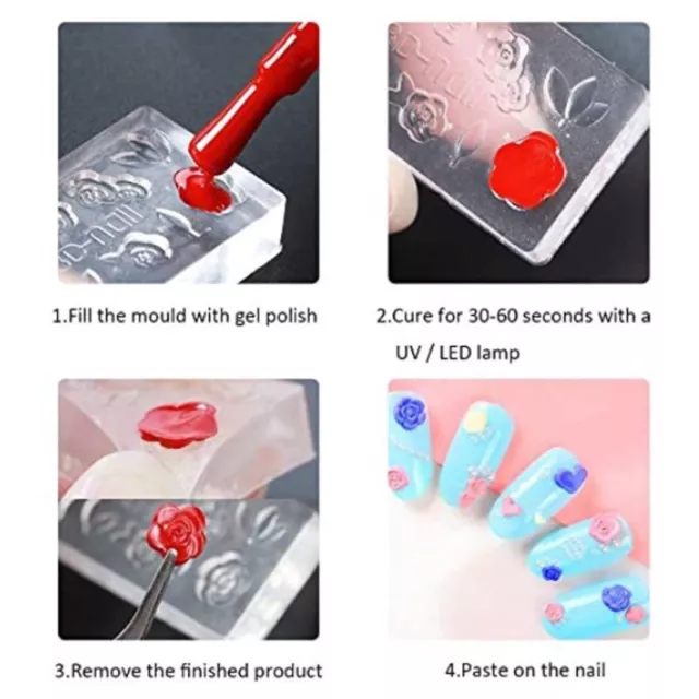 Flower Leaf Decorative Mold Nail Art Making Tool Silicone Carving Template 2