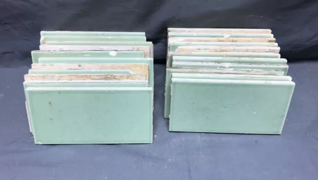 22 Antique Jadeite Green Ceramic Subway Bathroom Tile 3x6 Vintage Old 1276-22B