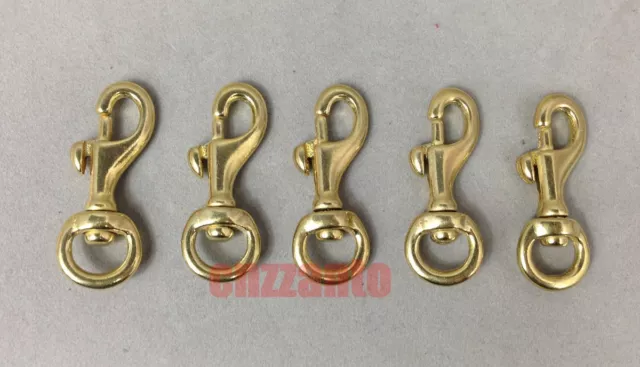 5pcs Small Solid brass leathercraft swivel eye trigger barrel snap hook keychain