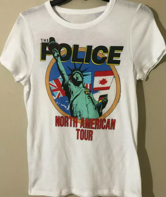 Chaser Womens T-Shirt The Police North American 1983 Tour Tee White Sz XS NWT