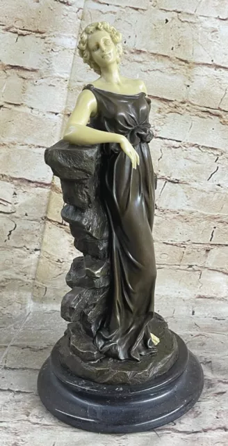 Magnificent Art Nouveau - Victorian Bronze Maiden 13" Tall Statue Home Decor Art