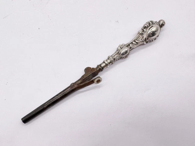 ANTIQUE STERLING SILVER Hair Curler Tong Early Hallmarks Foldable