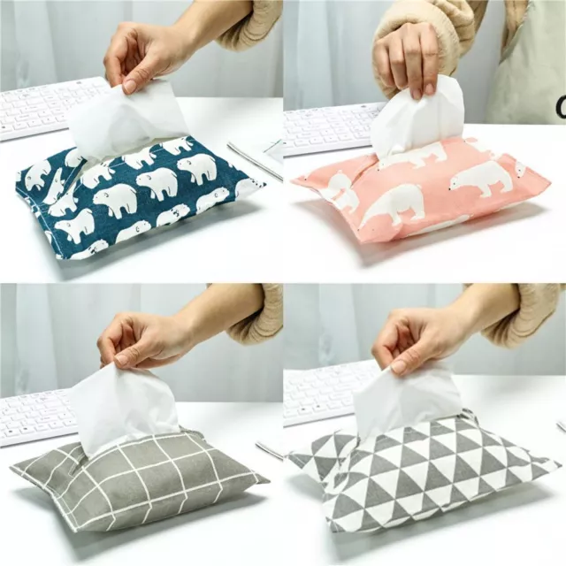 For Bedroom Living Room Car Tissue Box Cotton Linen Paper Holder Tissue Bag