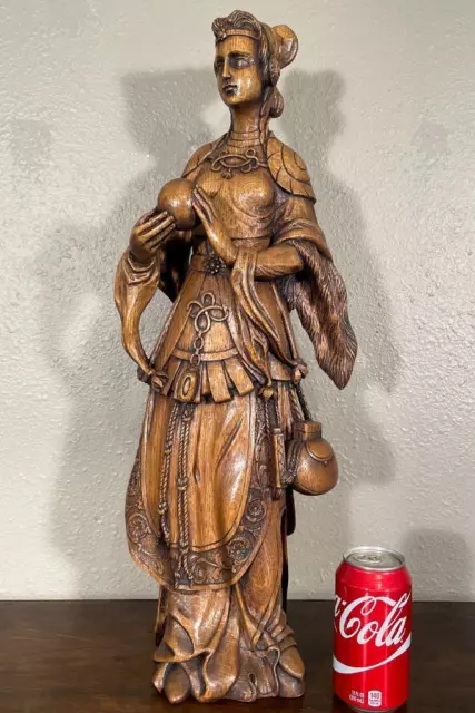 24" French Antique Hand Carved Figure/Statue Renaissance Female/Woman Scientist