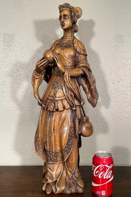 24" French Antique Hand Carved Figure/Statue Renaissance Female/Woman Scientist