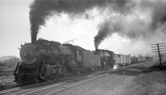 AT&SF SANTA FE Railroad locomotive engine No. 3223 type 2-8-2 OLD TRAIN ...