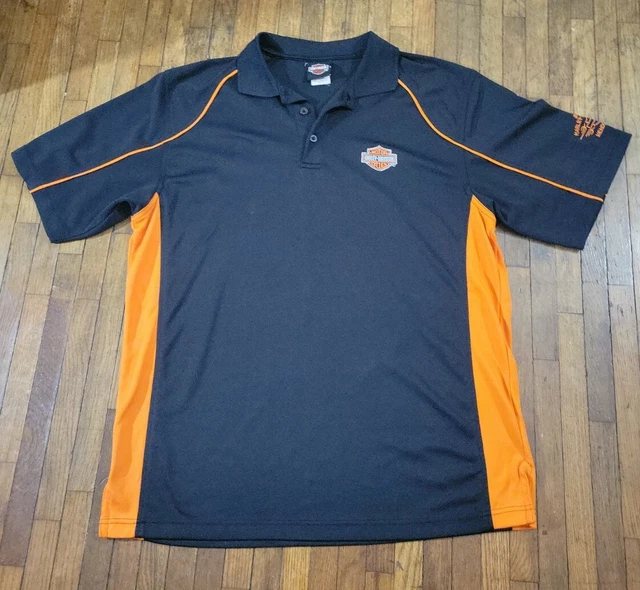 Harley Davidson Motorcycle Mens Black Short Sleeves Cotton Polo T Shirt Size XL