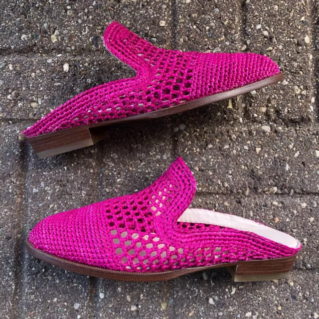 Robert Clergerie Antes Fuchsia Raffia Mules Size 36