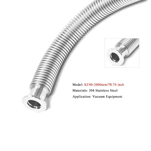 USA Metal Vacuum Bellows Hose KF-40 2000mm 78.74 inch Tubing ISO-KF Flange NW-40