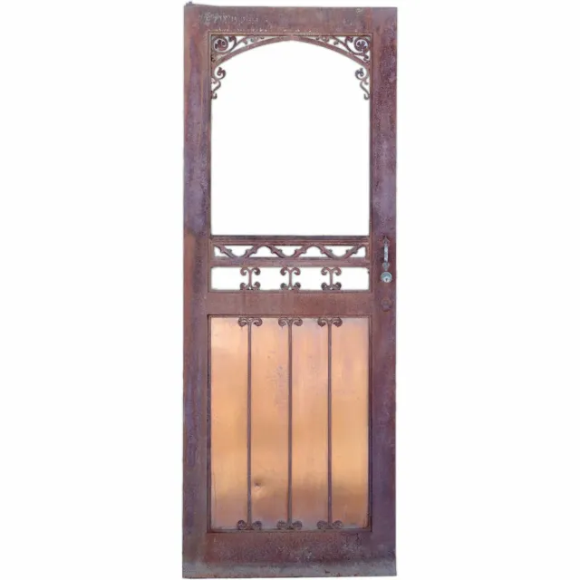 Vintage American Iron, Copper & Glass Single Door from Historic Colorado Buildin
