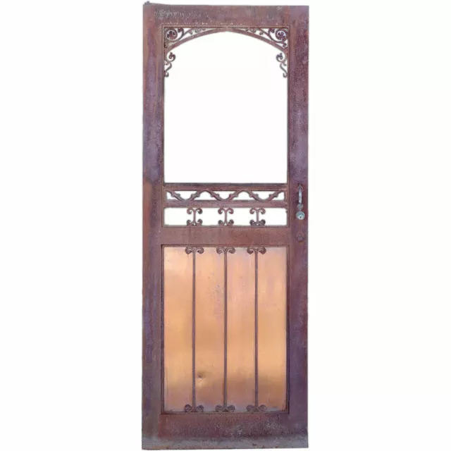 Vintage American Iron, Copper & Glass Single Door from Historic Colorado Buildin