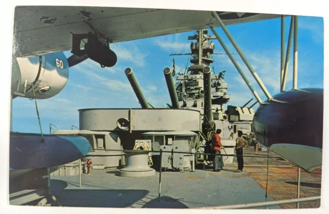 USS Alabama Battleship 16" Gun Kingfisher Aircraft Mobile AL 1960s Postcard