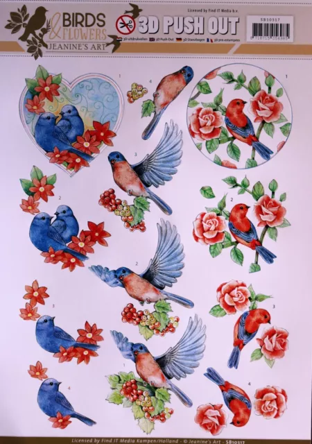 A4 DIE CUT 3D PAPER TOLE DECOUPAGE Push Out Sheet Birds & Flowers SB10317