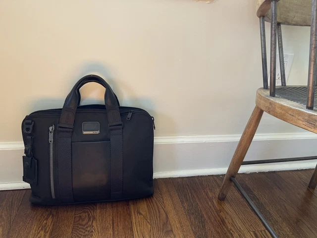 Tumi Alpha Bravo Aviano Slim Brief Leather Bag Black - Barely Used
