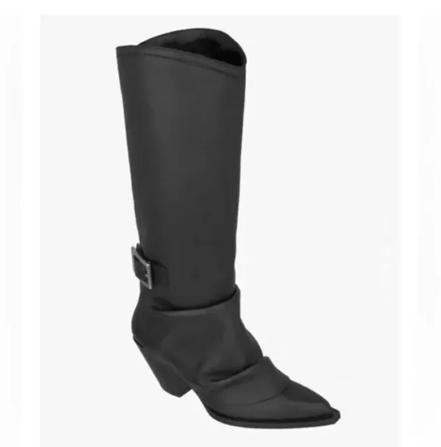 Zara knee high leather boots white cream blogger byfar toteme