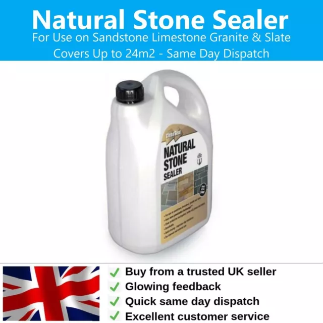 Stone Sealer Natural Indian Paving 4 Litre Seals Stone Clean Seal Patio 24m2 4L