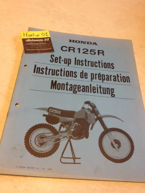 Honda CR125R CR125 R Cr 125 Instruction Setup Preparation Service Manual