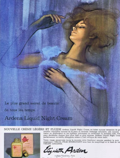 PUBLICITE ADVERTISING 015 1965 ELISABETH ARDEN Ardena Liquid Night Cream