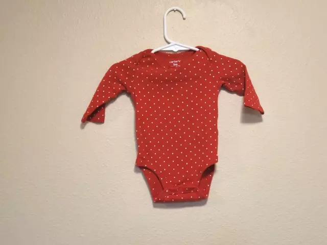 Carter's Baby Girls Bodysuit Red 3 Months One Piece Polka Long Sleeve Infant