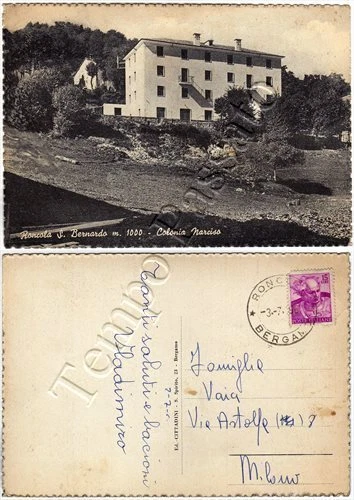 Cartolina di Roncola San Bernardo, colonia estiva - Bergamo