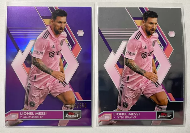 2023 Topps Finest MLS Lionel Messi Purple Refractor 055/250 w Base Inter Miami