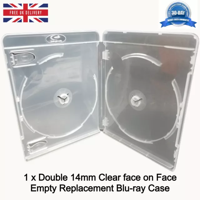 Double Amaray Clear Blu-ray 14mm Holds 2 Discs New Empty Replacement Case LOT