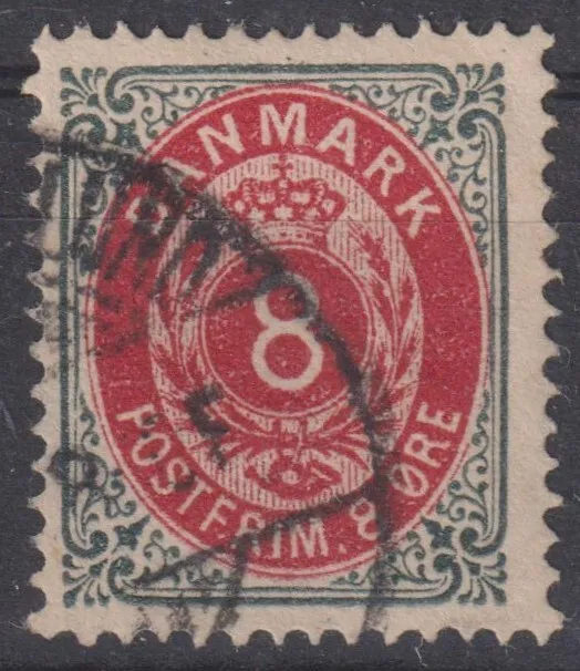 DENMARK 1875  Royal Emblem.  8  ØRE  P 14 x 13.5  Good Used  (p337)