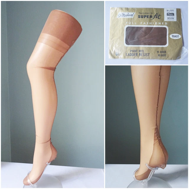 VINTAGE SEAMED STOCKINGS 1960s Unworn St Michael Nylon Point French