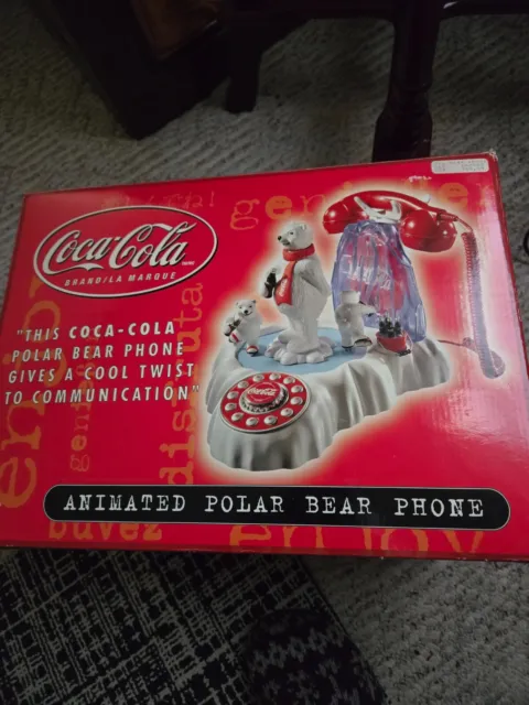 Vintage Coca Cola Animated Polar Bear Phone Coke Telephone - IN PLASTIC