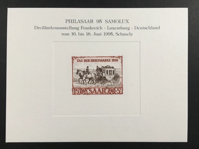 BRD AUSSTELLUNGS-BLOCK 1995 PHILSAAR SAAR TAG DER MARKE 1950 291 KUTSCHE ua51