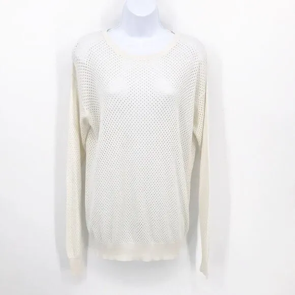 Theory Cream Dreamerly C Rising  Long sleeve Open Knit Sweater Size S