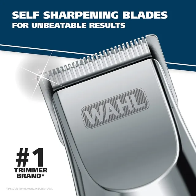 WAHL Groomsman Rechargeable Beard Trimmer kit for 15 Piece, Silver/Black 3