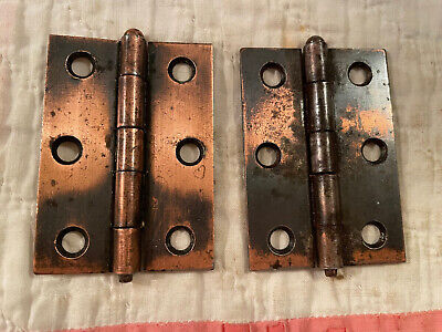 Pair Old Japanned / Copper Flash Stanley Sweetheart Cabinet Hinges, Free S/H