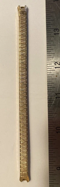 Vintage Speidel Women's Gold Tone Stretch Watch Band. Hook End Type Clasp. NOS