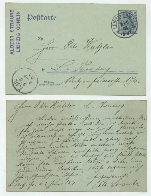 90996 - Ganzsache P 63 X - Postkarte - Leipzig-Gohlis 2.6.1905