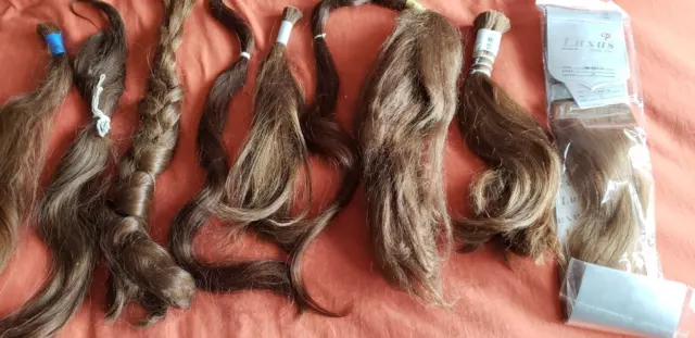 Lot of 9 100% Human Hair Bundles Bulk-Braid Braiding Wig Sheitel LOOK! Lot of 9 100% Human Hair Bundles Bulk-Braid Braiding Wig Sheitel LOOK!