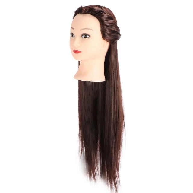Dark Brown Hair Braiding Practice Hairdressing Mannequin Head With Makeup High