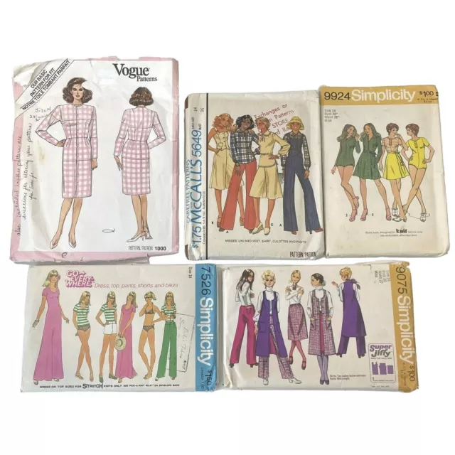 5 Vogue McCalls Simplicity Womens Clothes Swim Pattern Lot size 14 Vtg 70s 80s