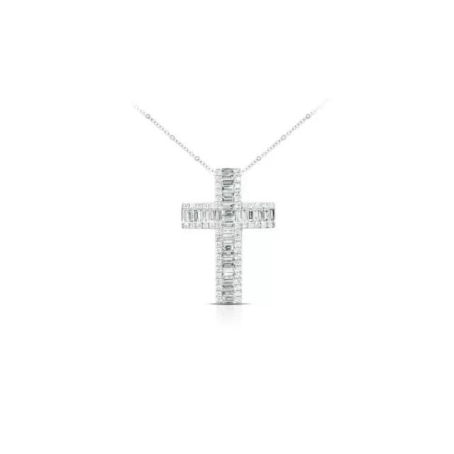 Collier avec chaîne et croix en acier L 44 + 5 cm env. riche en cristaux  naturels