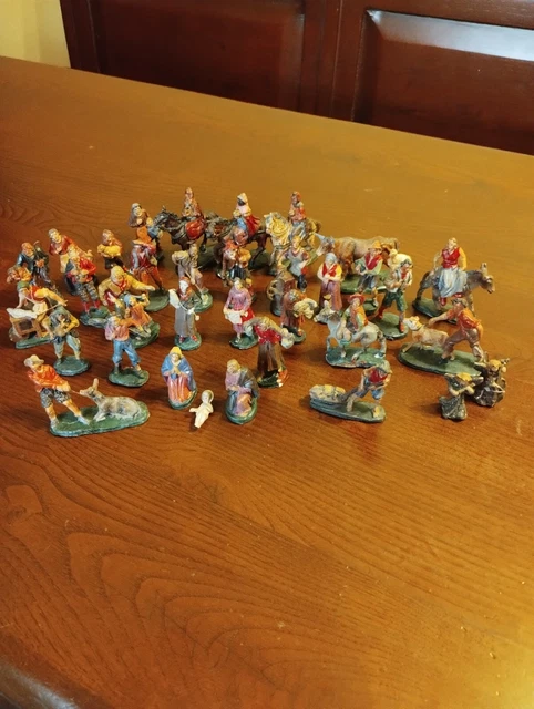 Rara Statuina presepe Confalonieri Chialu' / Chialù Uomo Con Bambino