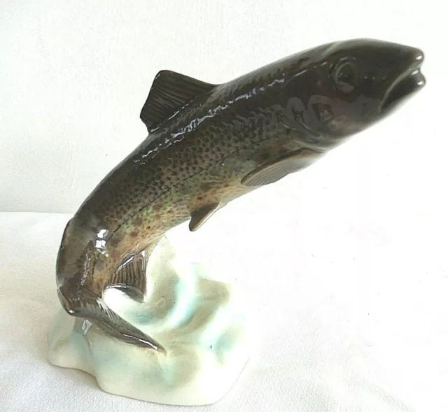 Vintage  West Germany Porcelain Large Rainbow Trout Figurine 7''H #3502